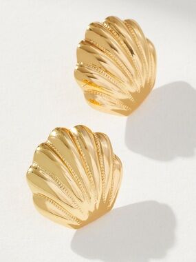 Anthropologie Gold Shell Earrings. Brand new!